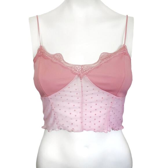 FREE PEOPLE bralette Oh La La Booty polka dot sheer mesh lace pink bra Sz XS NEW - Picture 1 of 7
